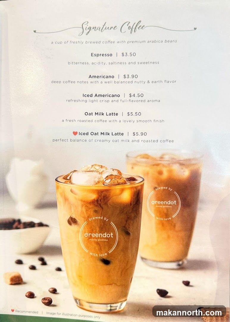 A selection of signature coffees brewed with premium arabica beans.