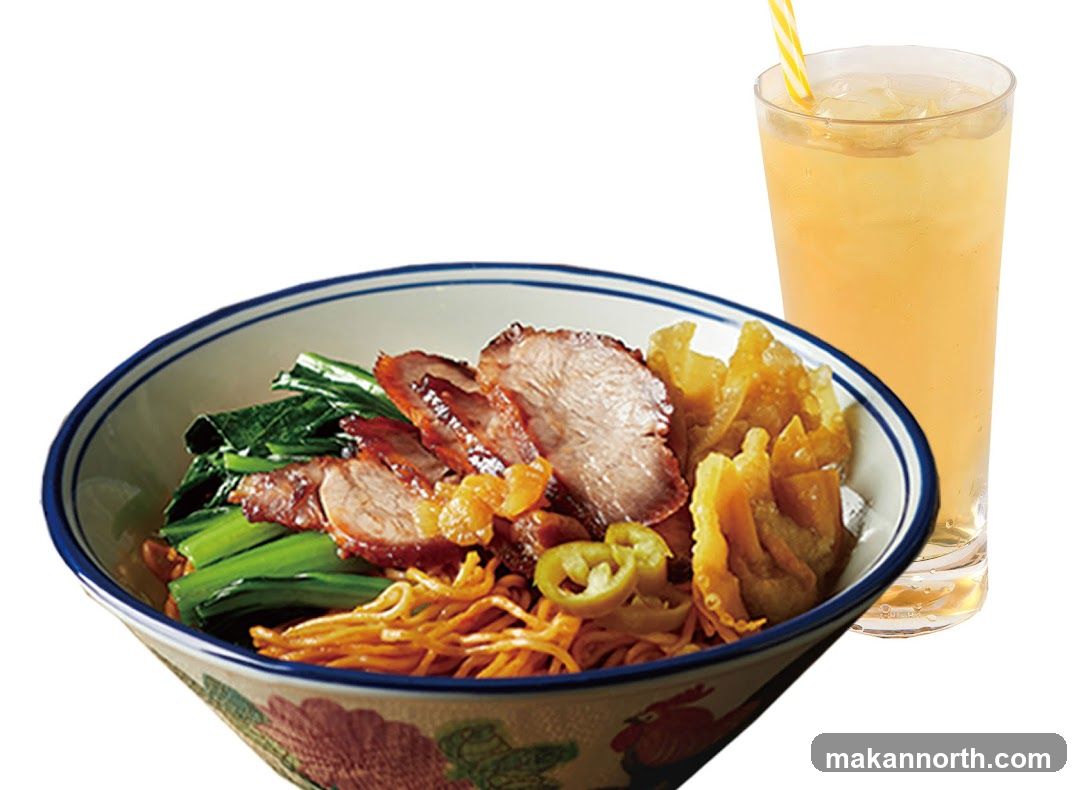 Noodle Dish with Drink