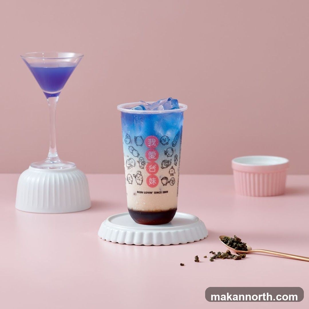 Blue and White Drink with Martini Glass