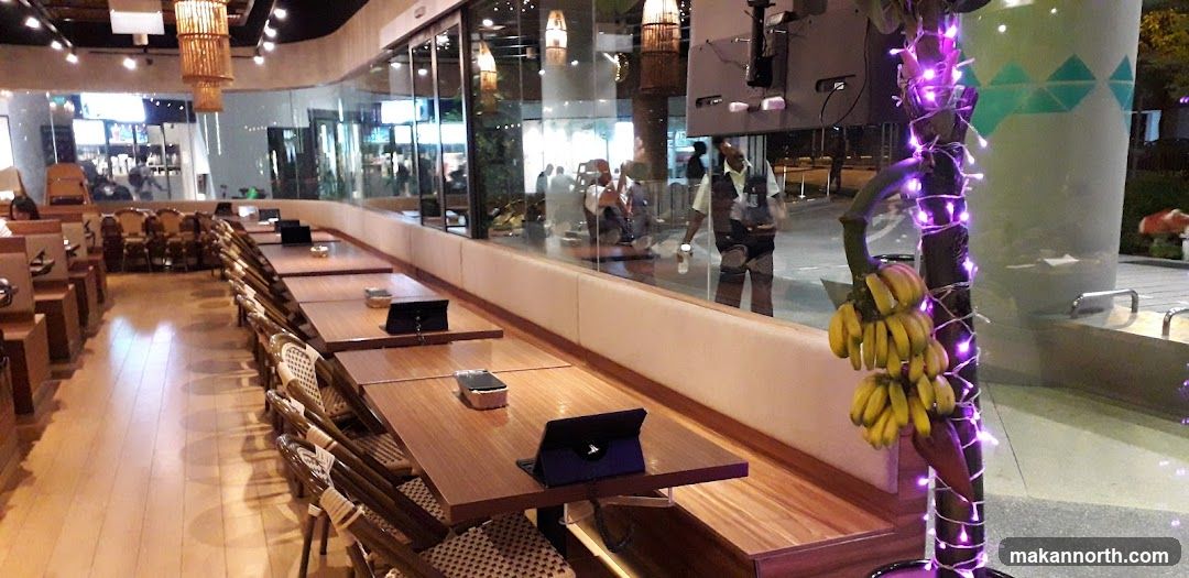 Restaurant Interior with Bananas and Lights