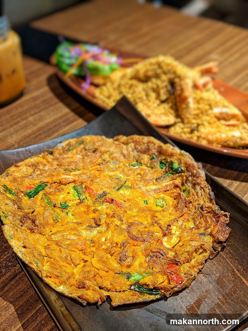 Omelette and Prawn Dish