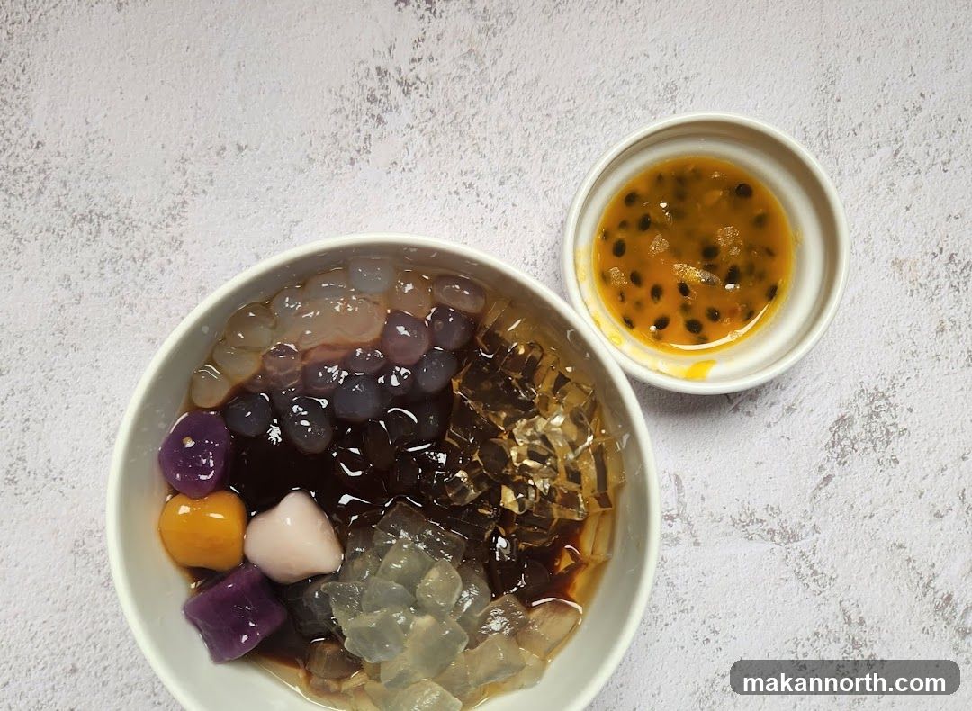 Dessert with Passion Fruit Sauce