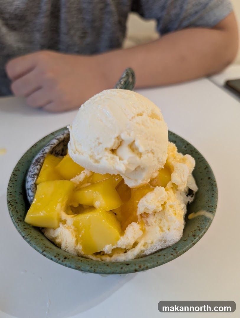 Mango shaved ice with ice cream