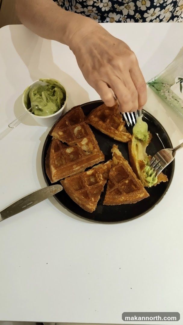 Waffles with Matcha Ice Cream
