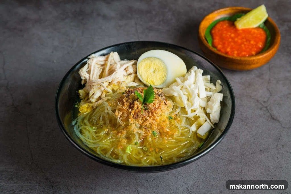 Noodle Soup with Shredded Chicken and Egg