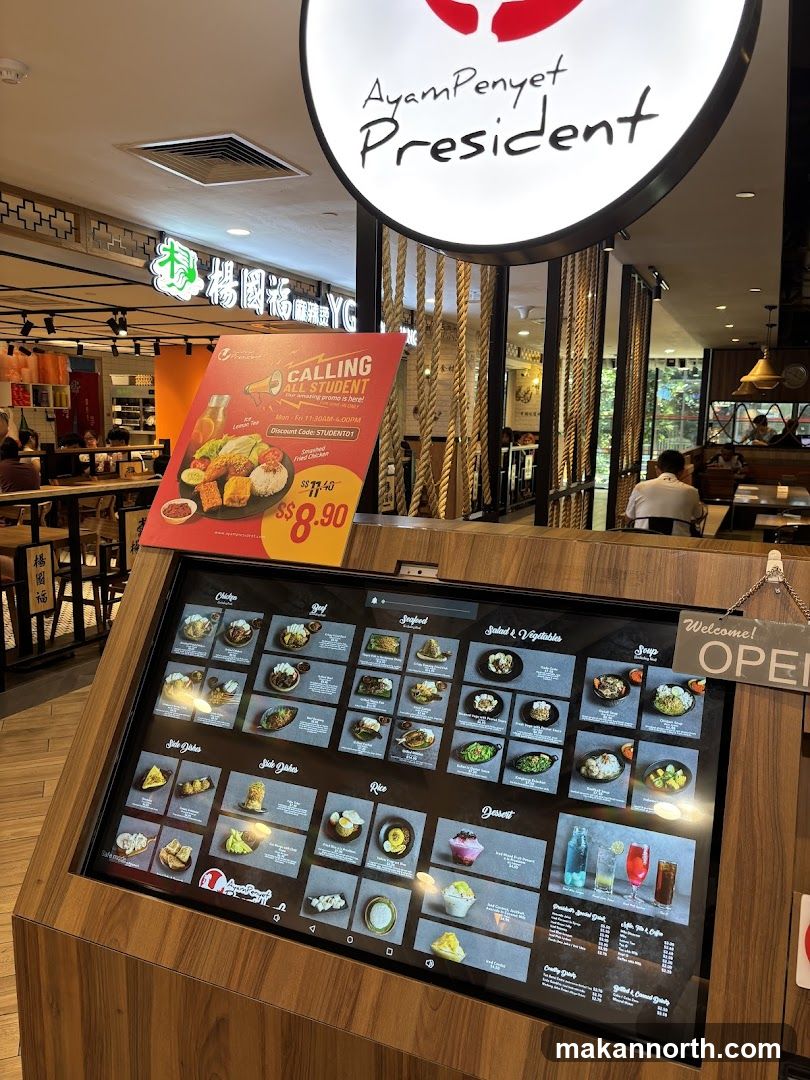 Ayam Penyet President Menu Display