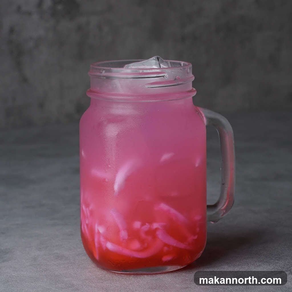 Pink Drink with Ice and Coconut Strips