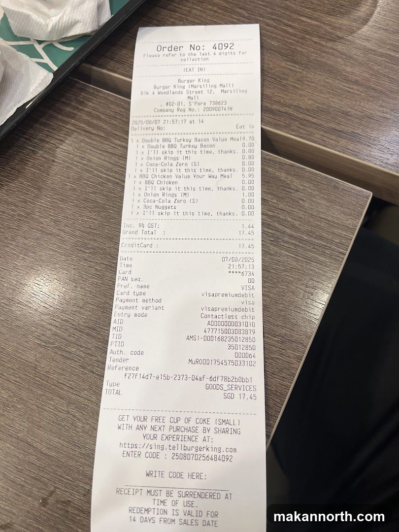 Burger King Receipt