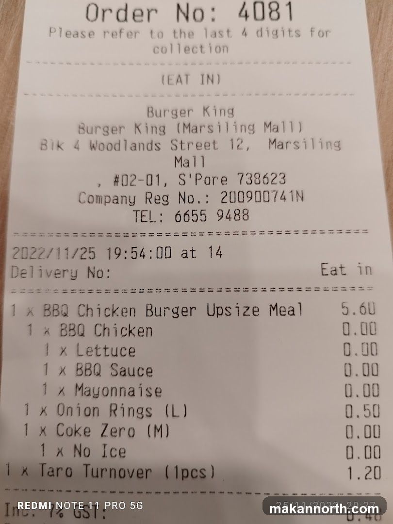 Burger King Receipt