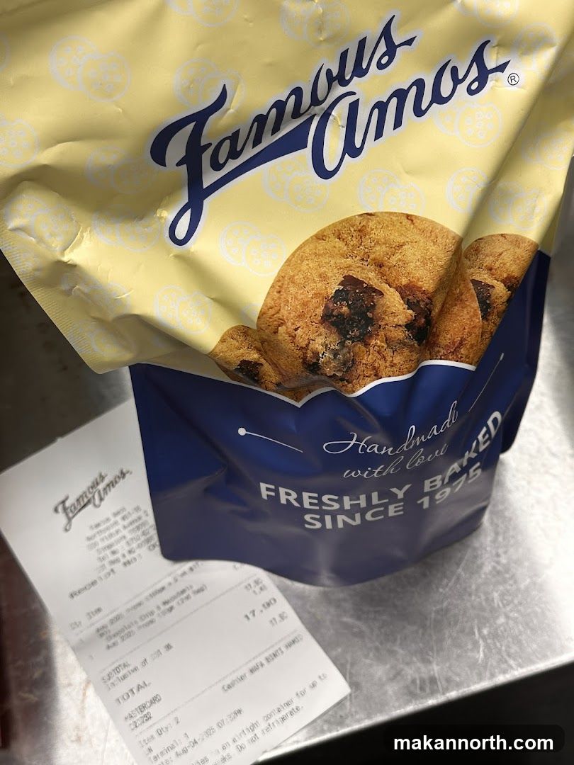 Famous Amos Cookies and Receipt