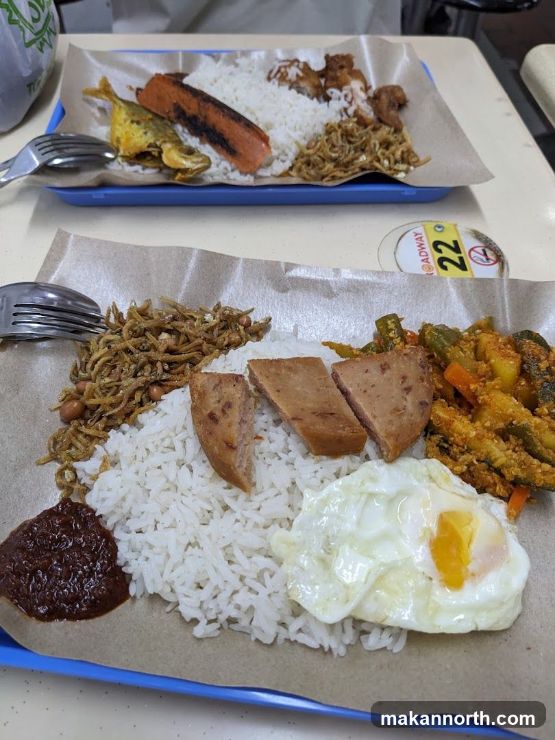 Nasi Lemak with various side dishes