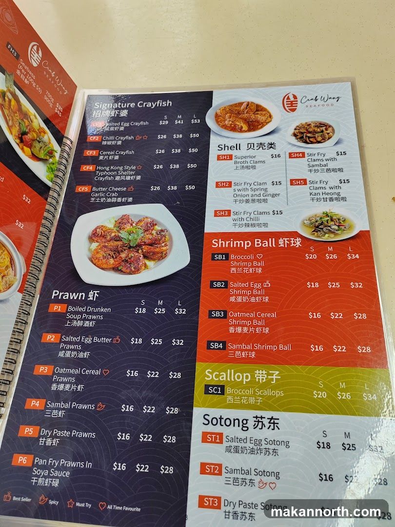 Crab Wang Seafood Menu