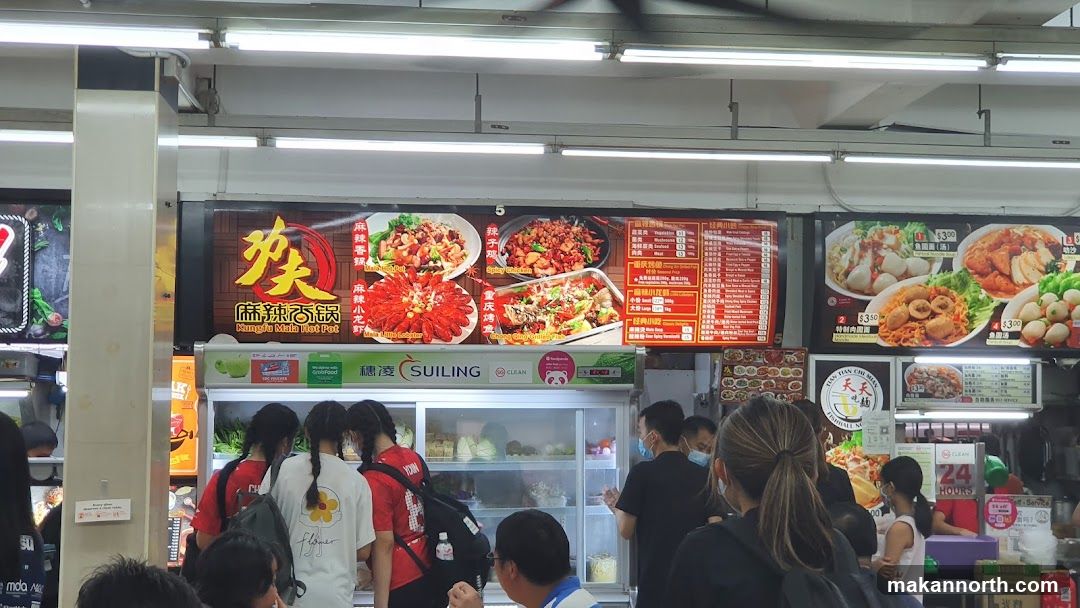 Food Stall with Menu and Customers