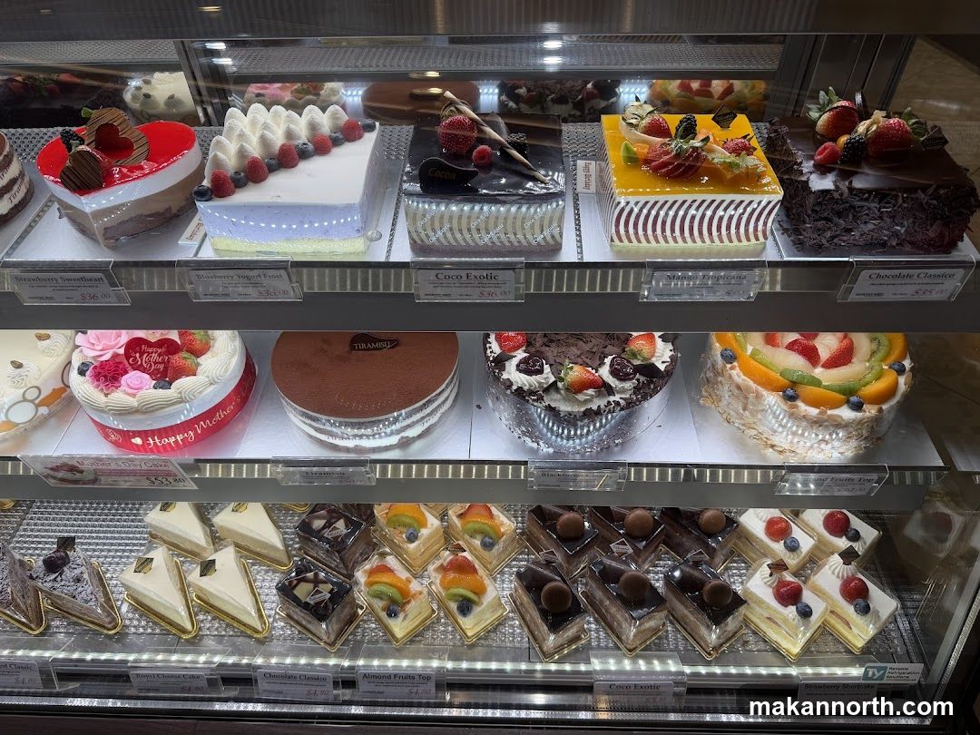 Cakes in a Display Case