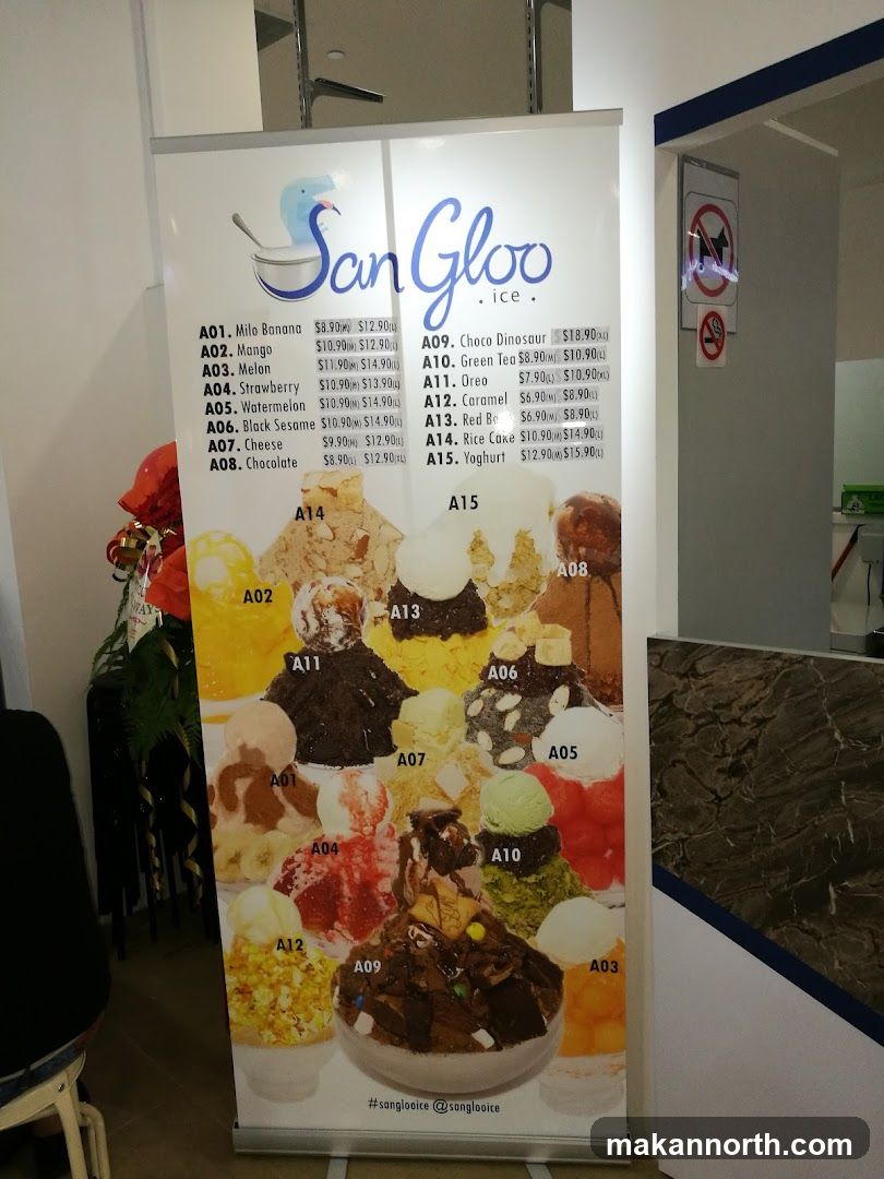 San Gloo Ice Menu