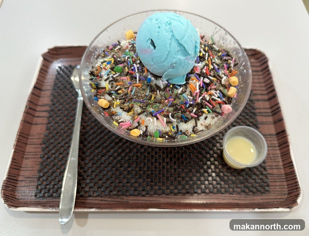 Shaved Ice Dessert with Sprinkles and Ice Cream