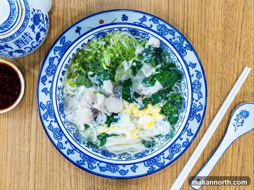 Noodle Soup with Fish and Greens