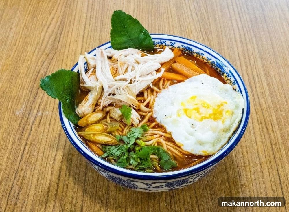 Noodle Soup with Shredded Chicken and Fried Egg