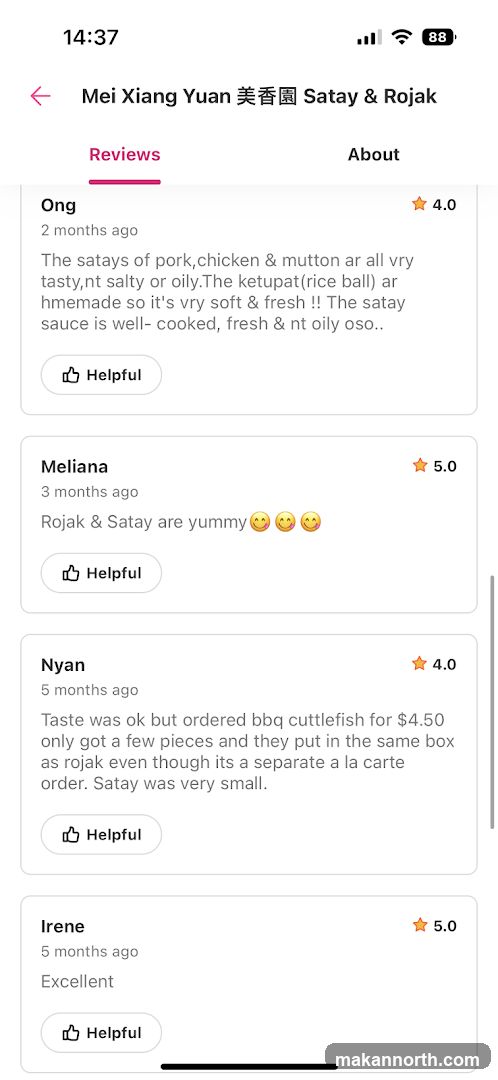 Mei Xiang Yuan Satay & Rojak Reviews
