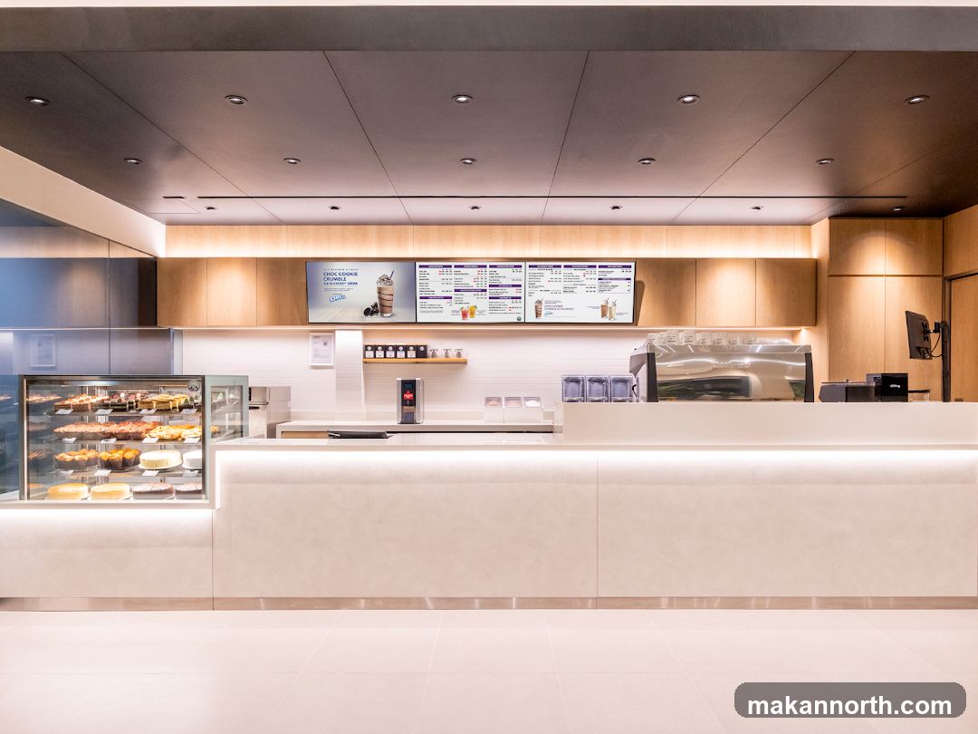 Cafe Counter with Desserts and Digital Menu