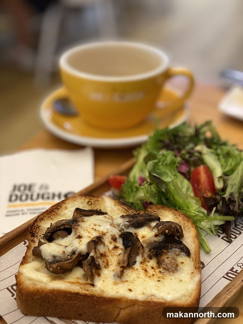 Mushroom Toast with Salad and Coffee