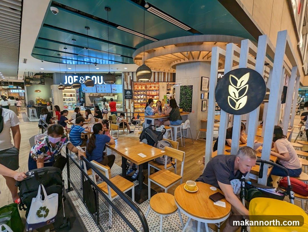 Busy cafe interior with customers