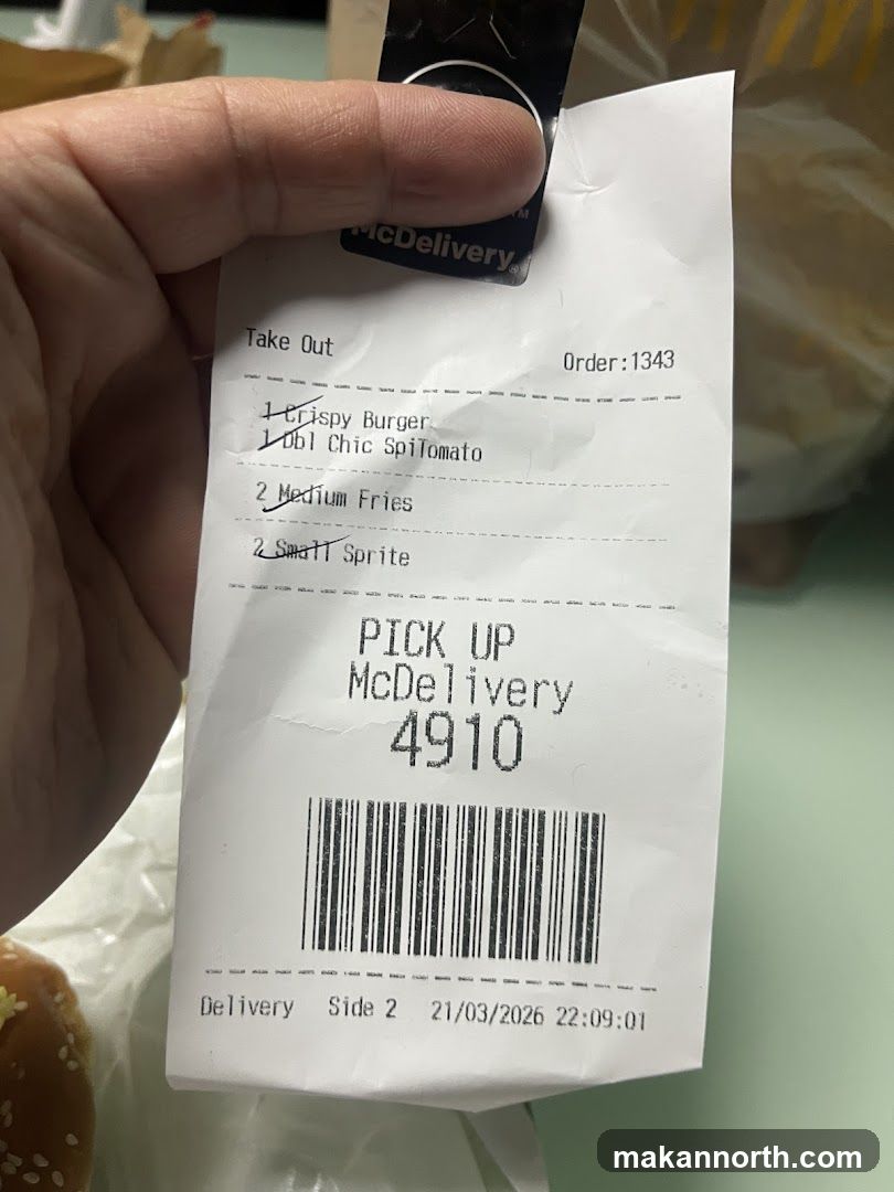 McDonald's Delivery Receipt