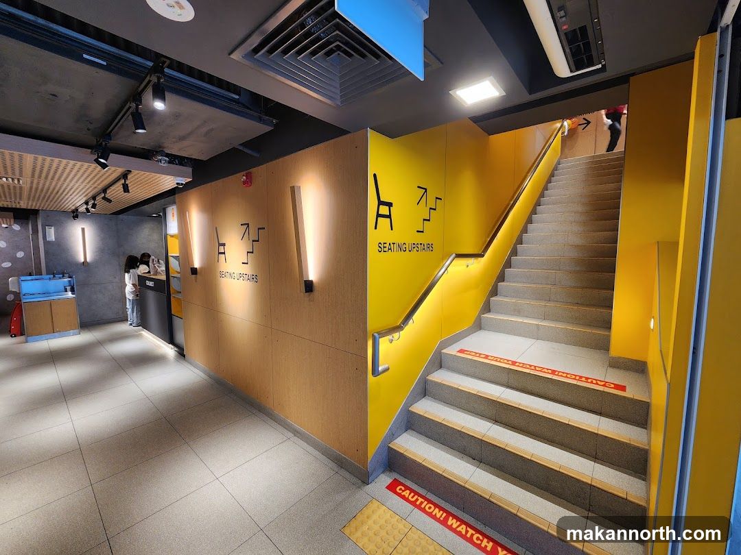 Interior of a restaurant with stairs