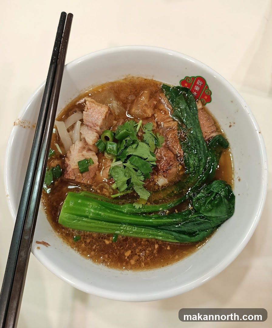 Noodle Soup with Meat and Greens