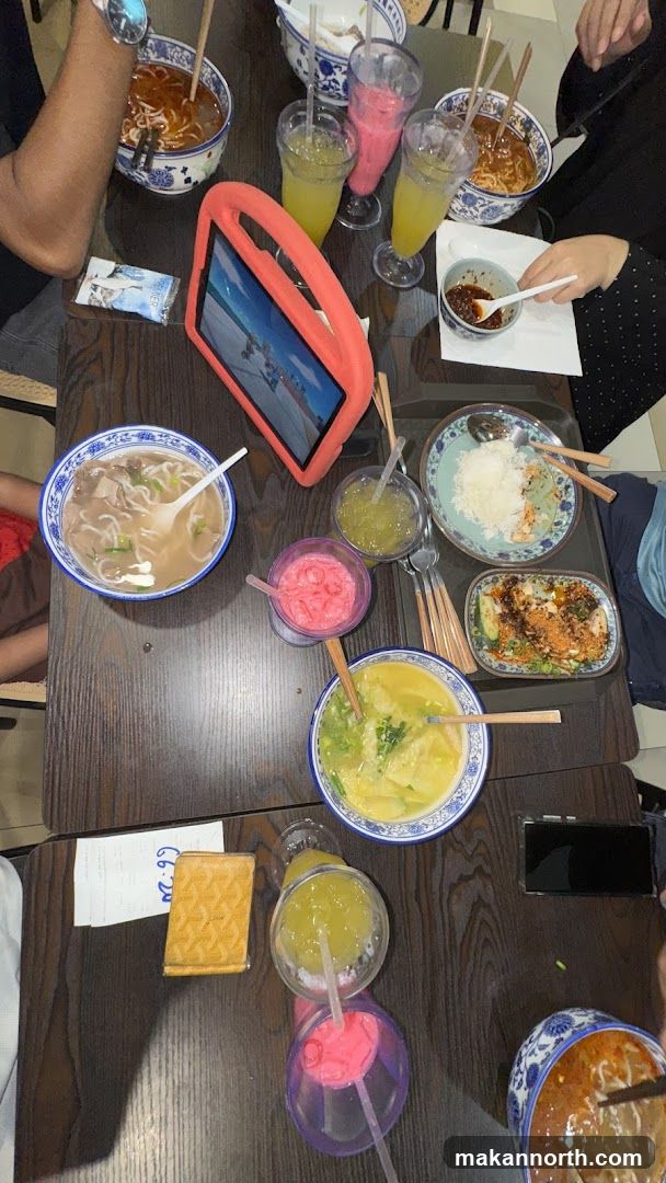 Table with food and drinks