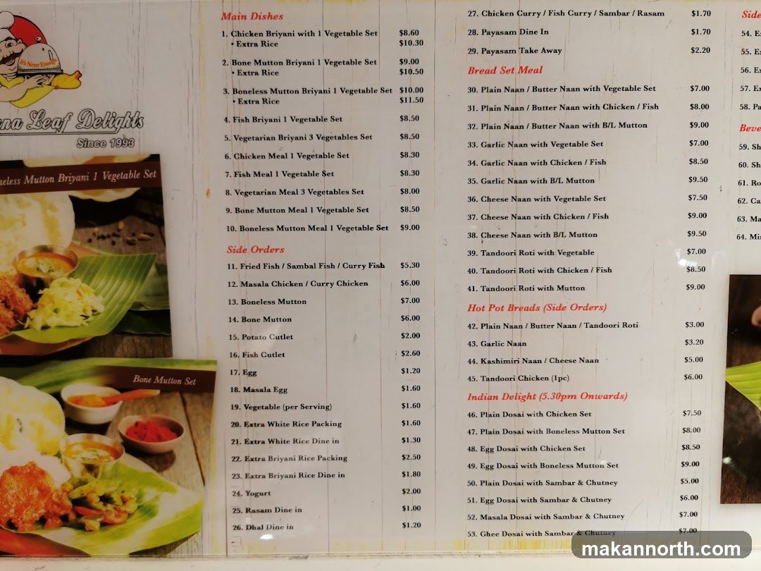 Banana Leaf Delights Menu