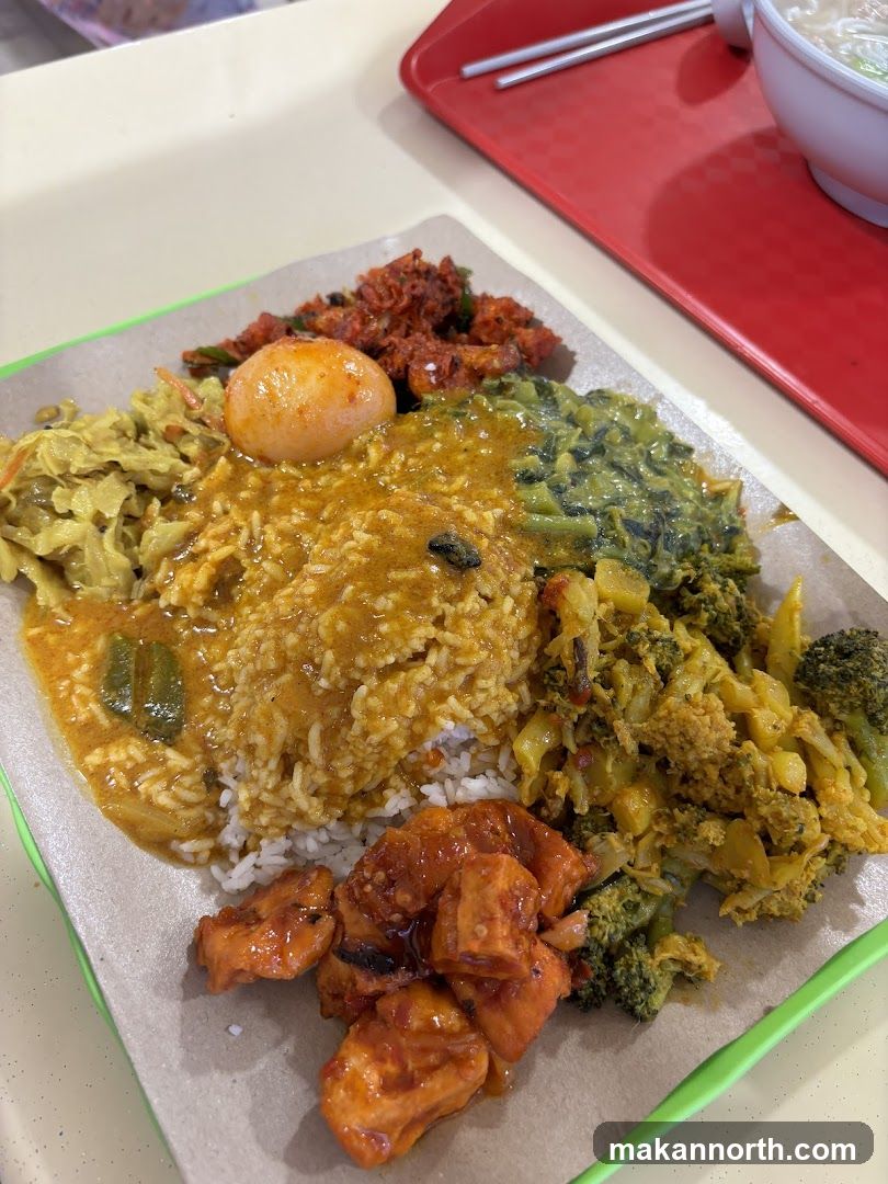 Plate of Rice with Various Dishes