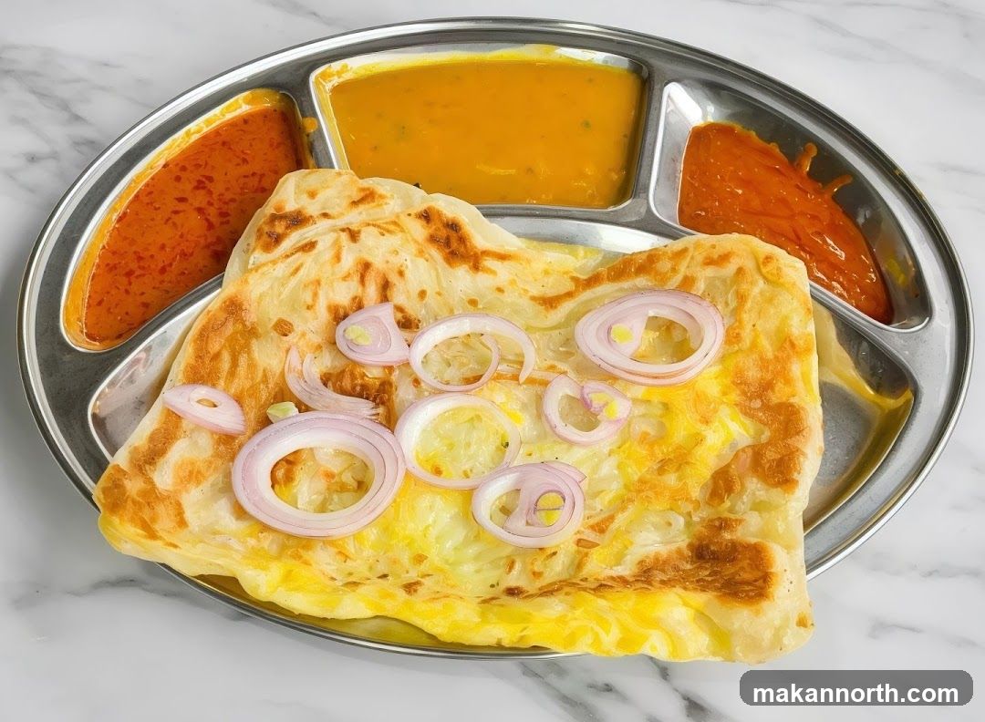 Roti Canai with Curries and Onions