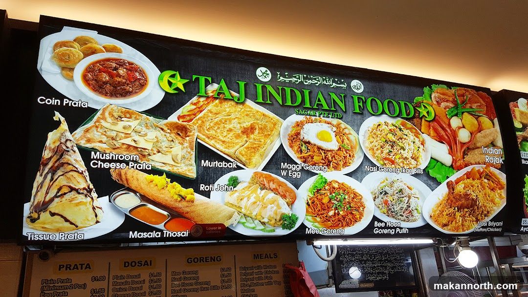 Taj Indian Food Menu