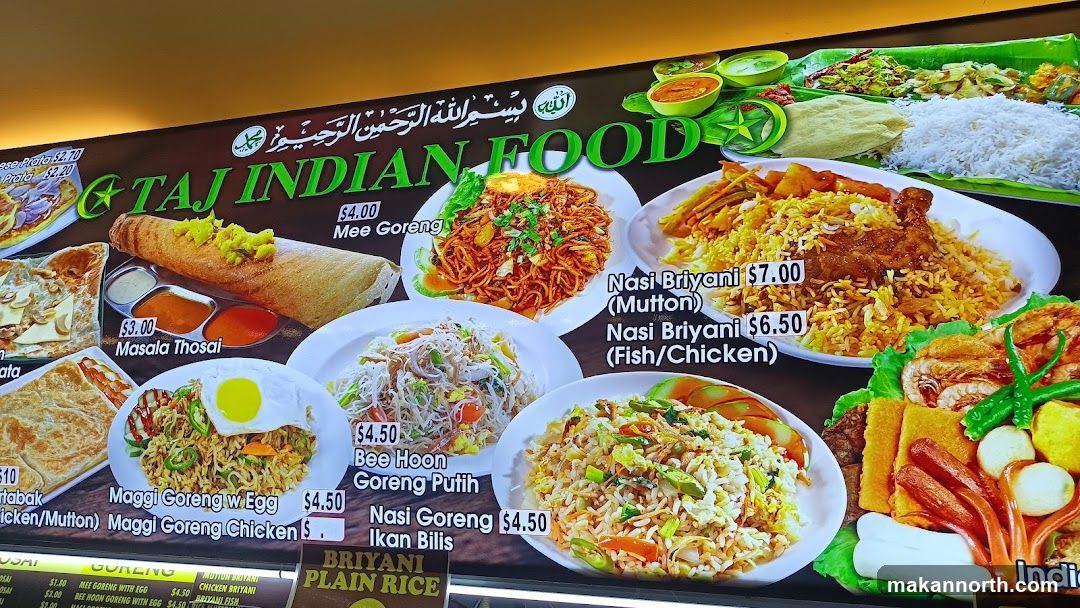 Taj Indian Food Menu