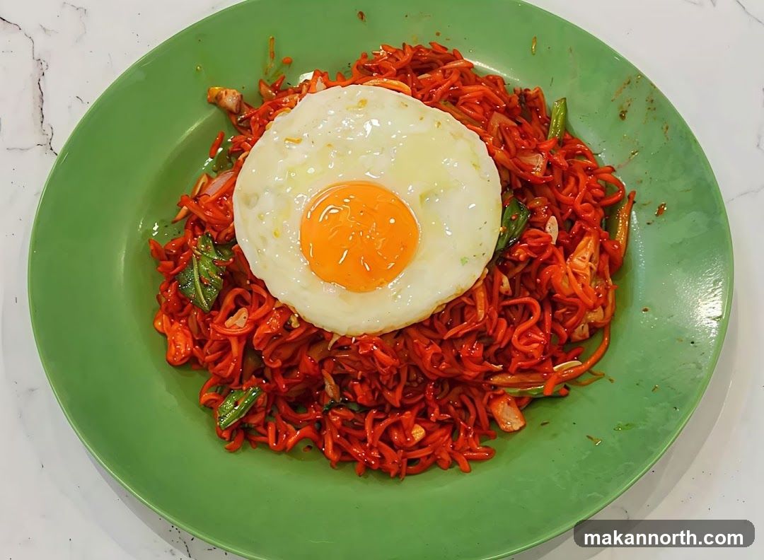Spicy Noodles with Fried Egg