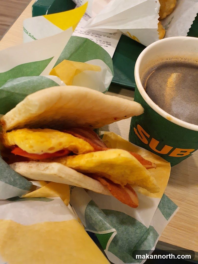 Subway Breakfast Sandwich and Coffee