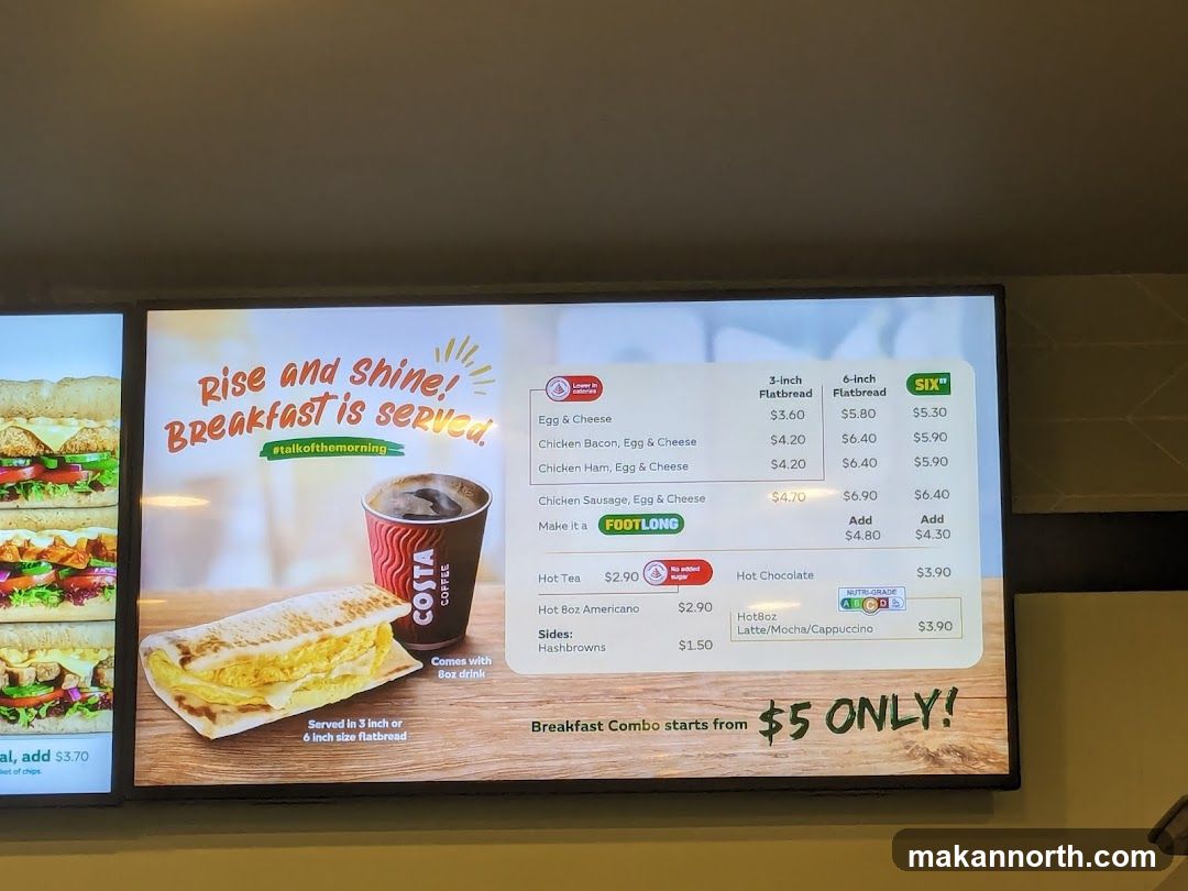 Costa Coffee Breakfast Menu