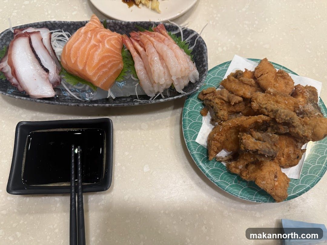 Sashimi and Fried Fish