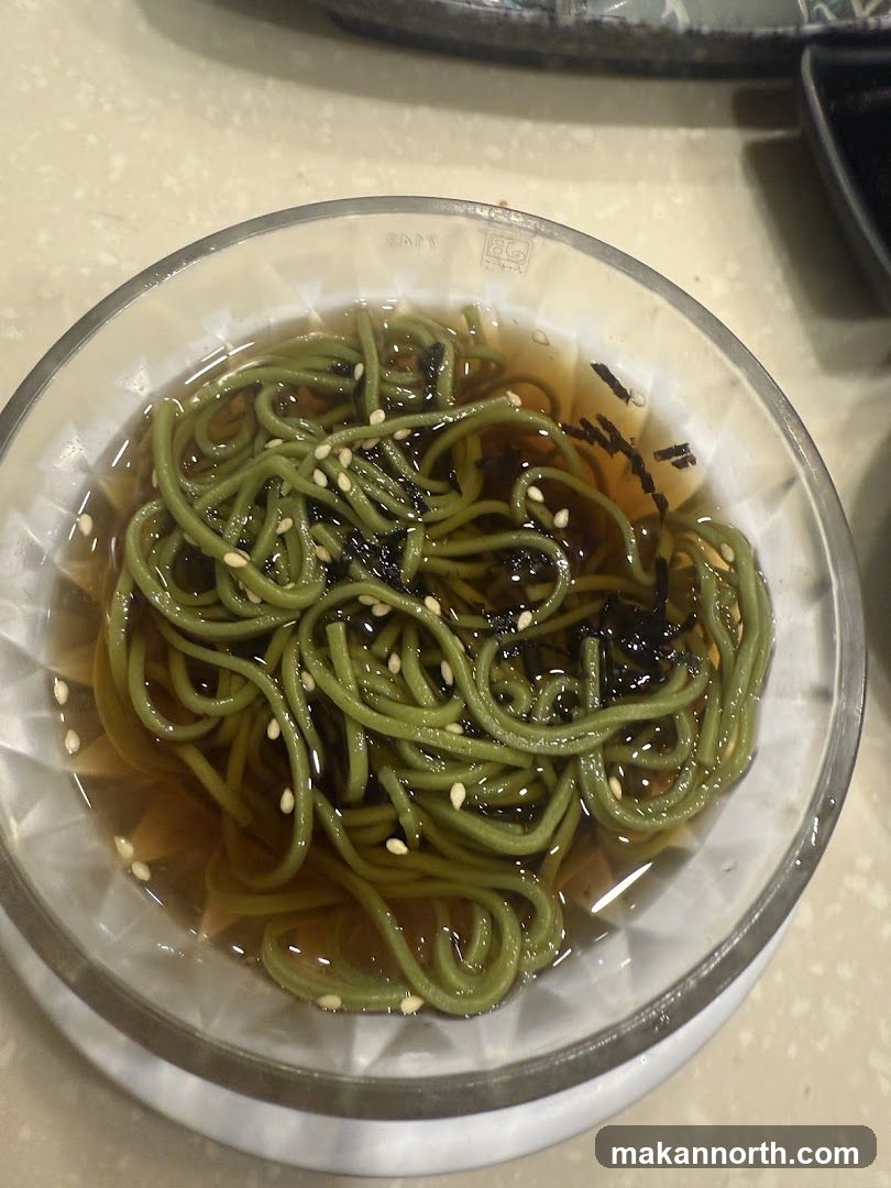 Green Noodles in Broth