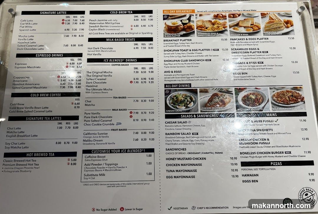 The Coffee Bean & Tea Leaf Menu