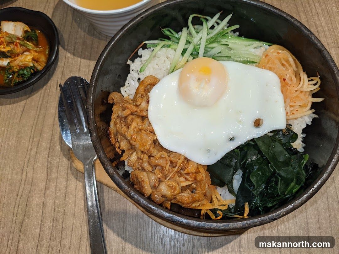 Bibimbap with Fried Egg and Side of Kimchi
