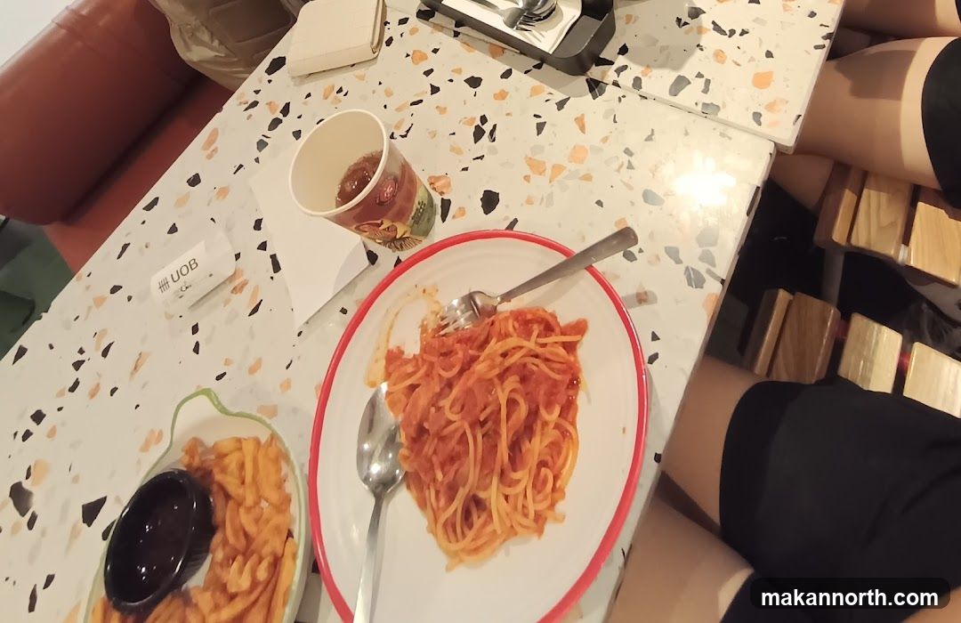 Table with food and drinks