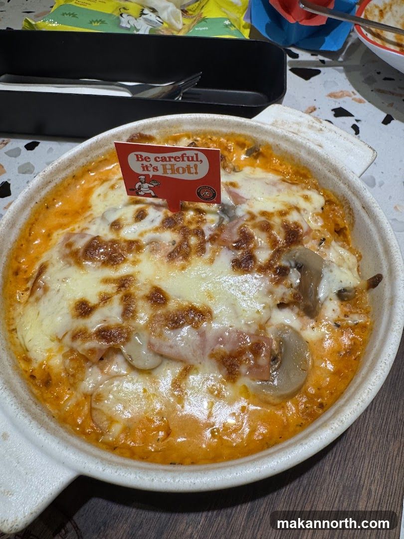 Baked Dish with Warning Flag