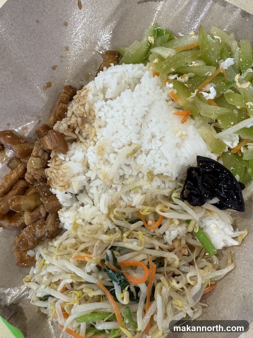 Rice with stir-fried dishes