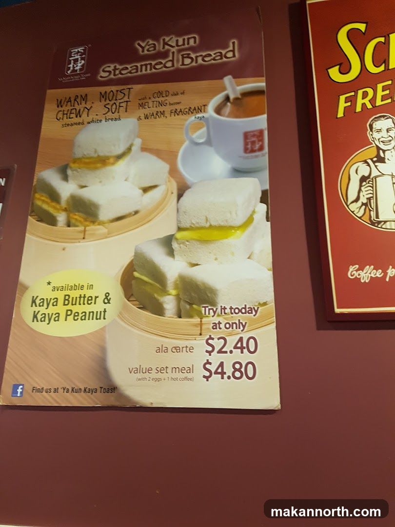Ya Kun Steamed Bread Menu