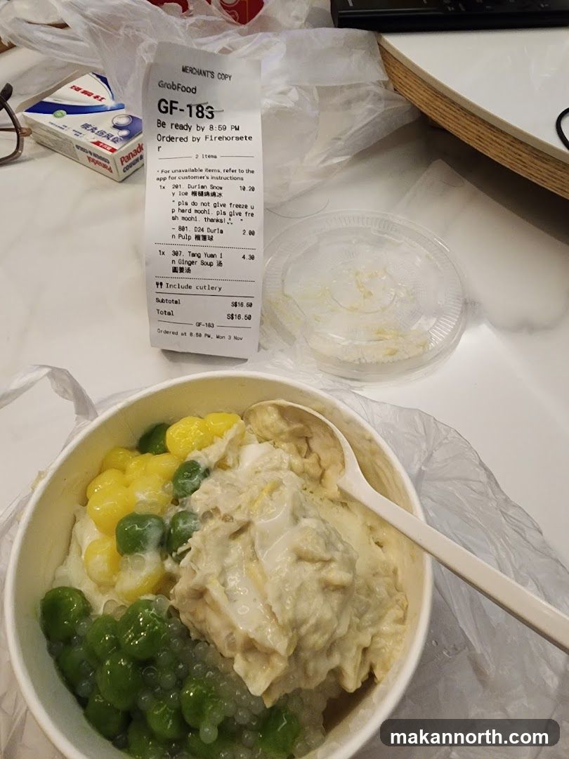 GrabFood Order Receipt and Dessert
