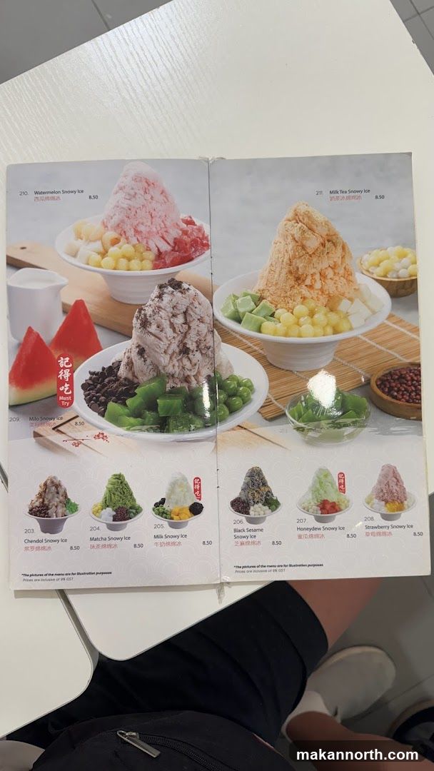 Snowy Ice Menu