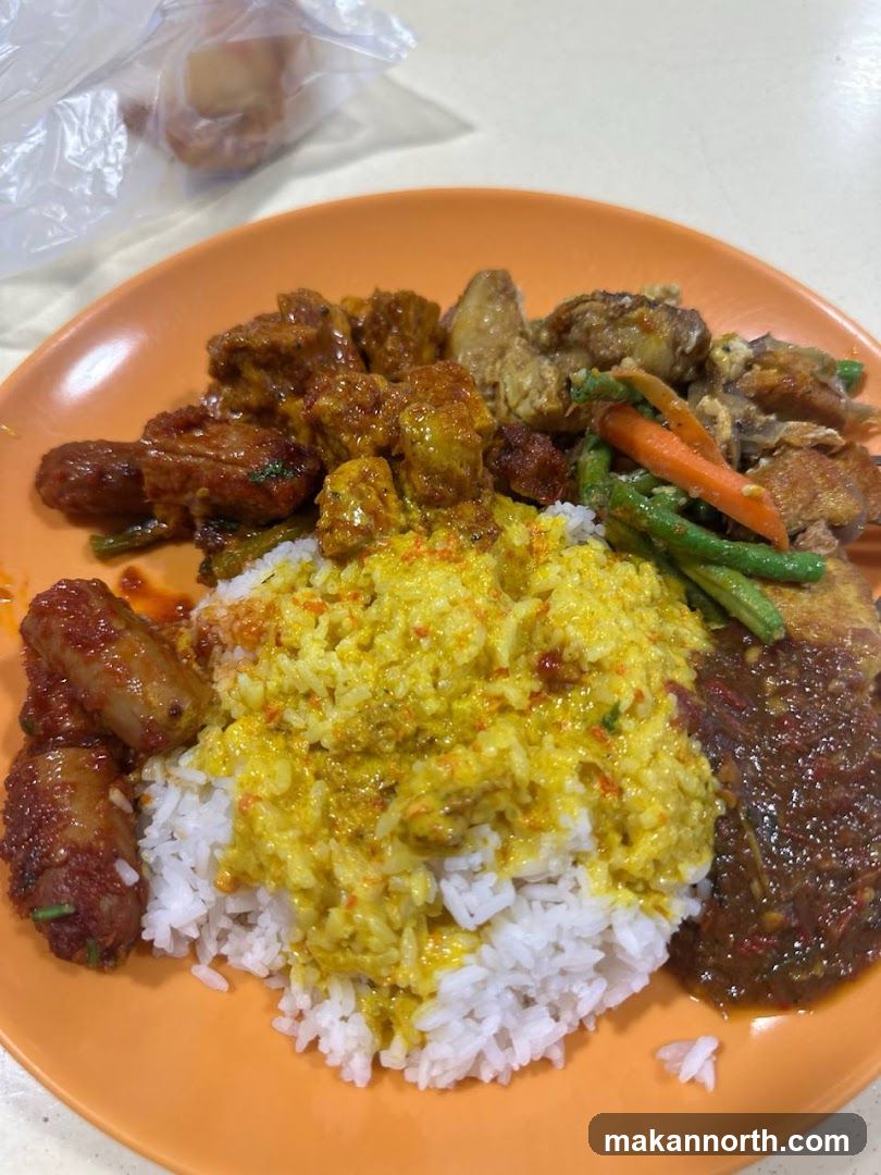 Plate of Rice with Various Dishes