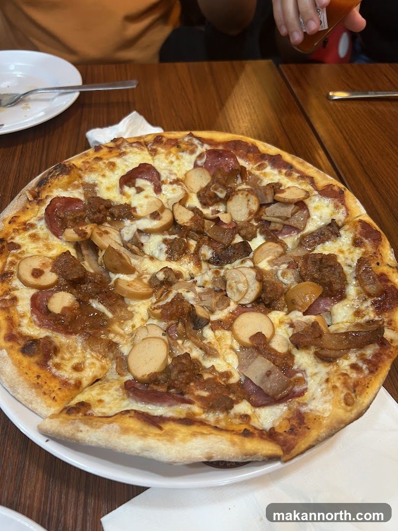 Pizza with various toppings